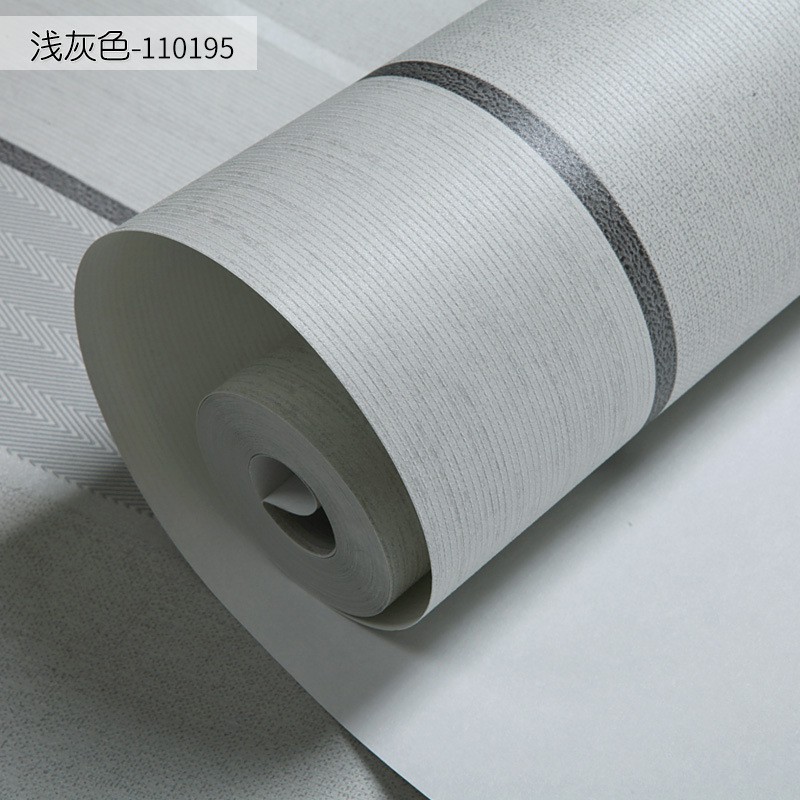 53cm * 9.5m wallpaper Non-self-adhesive non-woven giấy dán tường Không có chất kết dính Giấy dán tường màu xám không dệt màu đen và trắng không dệt dải hình học sọc dọc màu xám