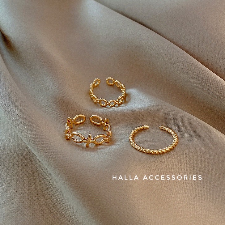 Nhẫn Nữ màu Gold Deer Pattern cao cấp HALLA NH112