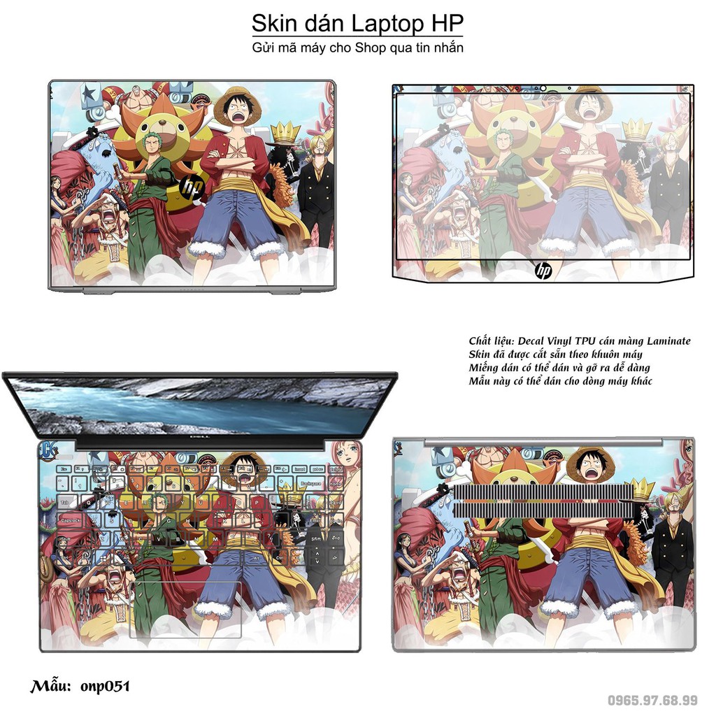 Skin dán Laptop HP in hình One Piece (inbox mã máy cho Shop)