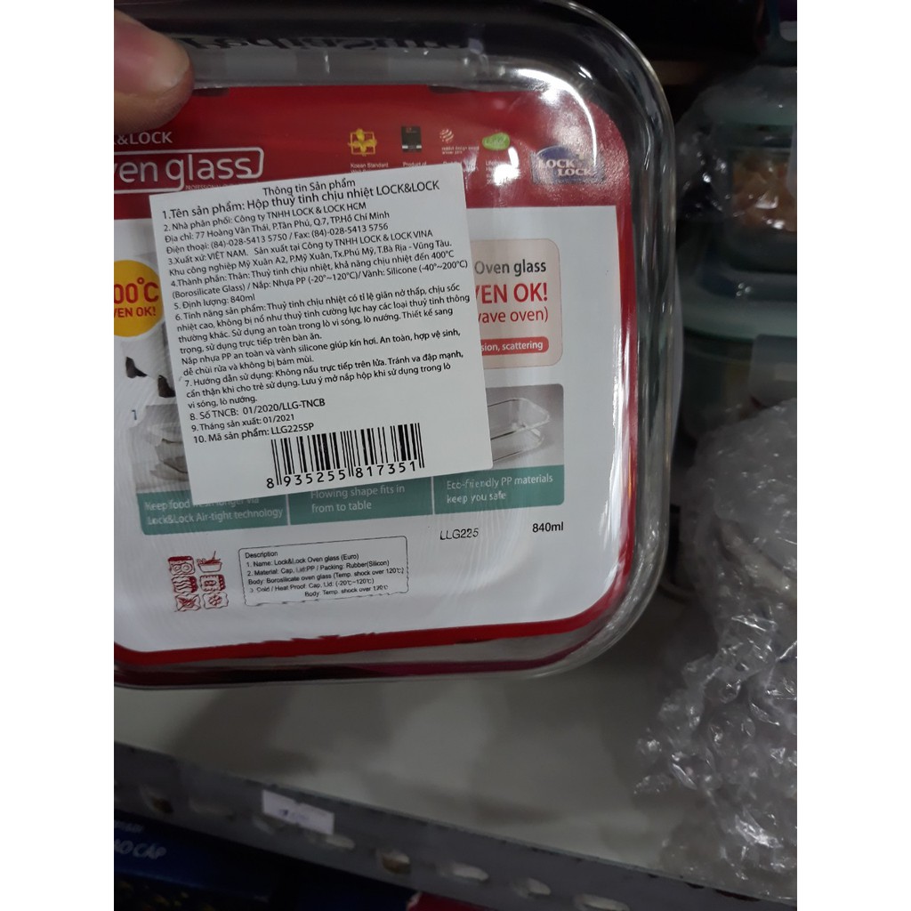 Hộp thủy tinh Lock lock quà tặng từ sữa 750-890ml