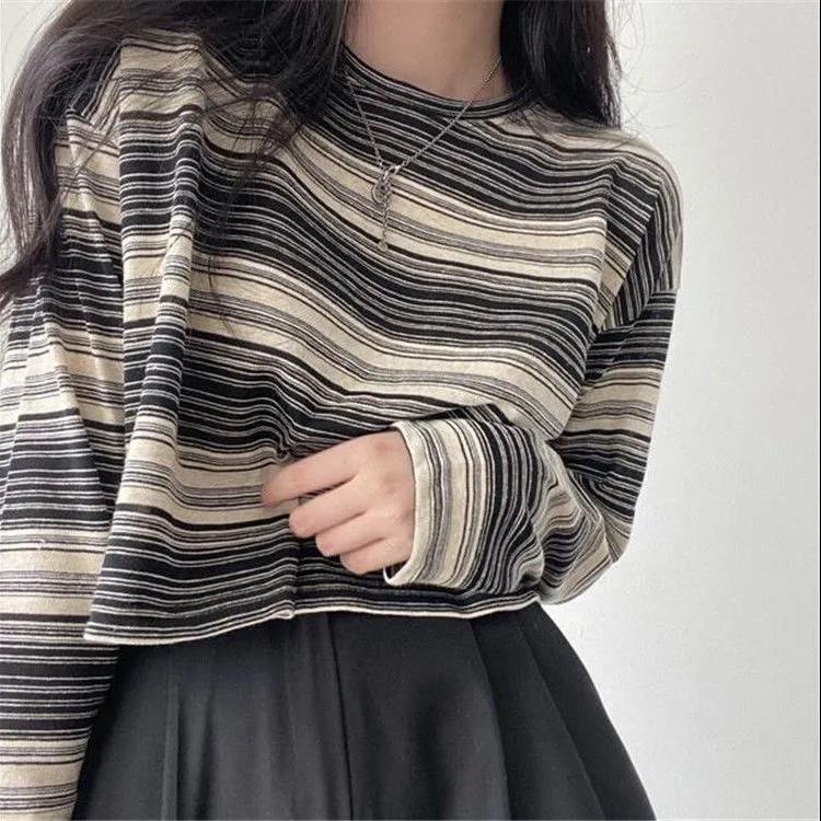 Áo Thun Nữ Tay Dài Dáng Rộng Họa Tiết Màu Nhuộm Phong Cách Hàn Quốc áo phông nữ JL-TX-82