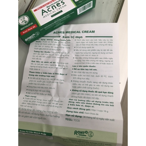 Gel bôi giảm mụn Acnes medical cream 18 g