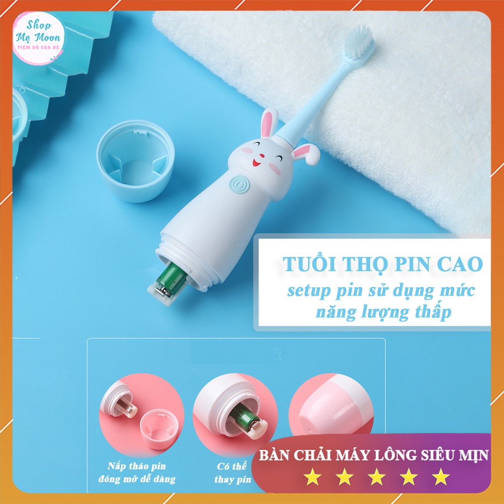 Bàn Chải Điện Cho Bé Rung Tự Động Đầu Lông Siêu Mềm Chống Nước