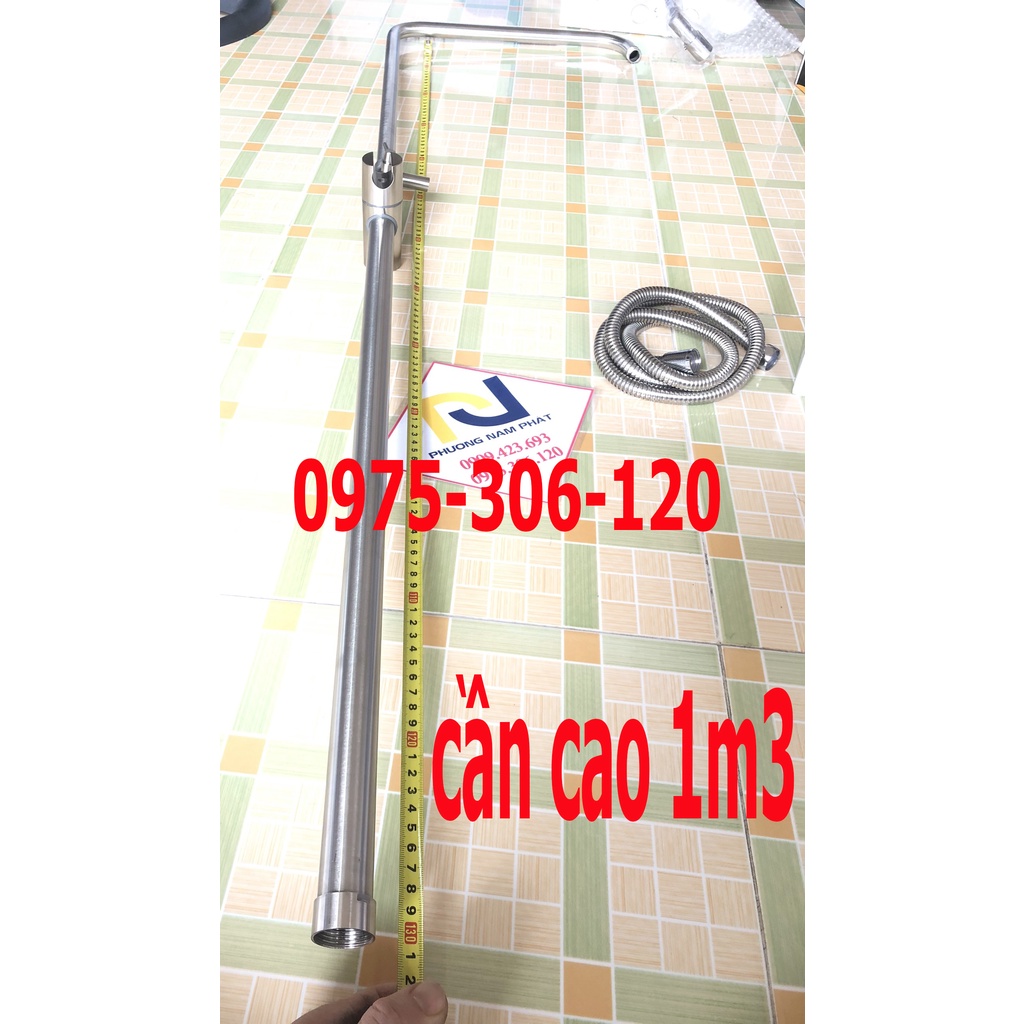 Bộ Sen Cây Tắm Đứng Lạnh INOX 304 N1010 và tay sen tắm và dây sen DÙNG CHO NHÀ CHỈ CÓ ĐƯỜNG NƯỚC LẠNH