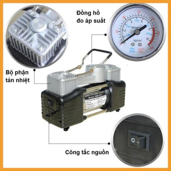 Bơm lốp ô tô 2 xi lanh Air Compressor -bơm ô tô mã lực lớn có đèn - Vạn Dặm Bình An