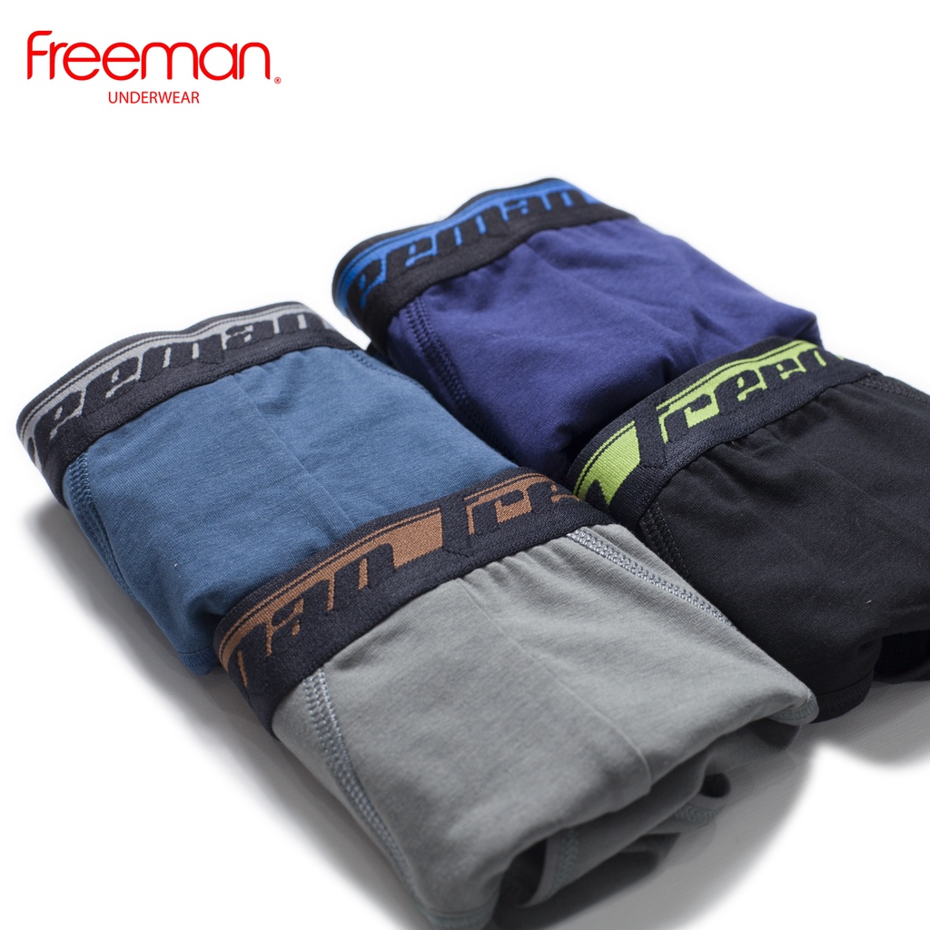 Quần lót nam chất liệu cotton TC, lưng thun bản có dệt chữ Freeman [Combo 3] 6060