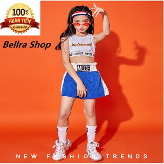 Sét Bộ Quần Áo HipHop Cho Bé Gái Màu Trắng Đi Biểu Diễn Cao Cấp