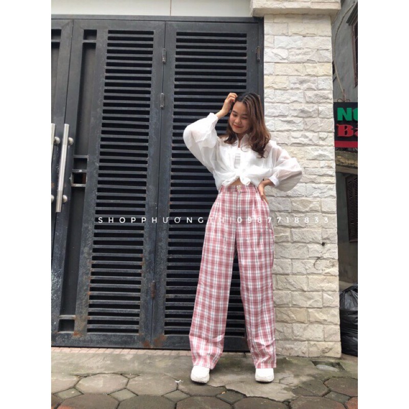 [ Mã FAGREEN55 giảm 10% tối đa 30K đơn 99K] Quần kẻ caro đủ màu ống rộng siêu hot HANA138 | BigBuy360 - bigbuy360.vn