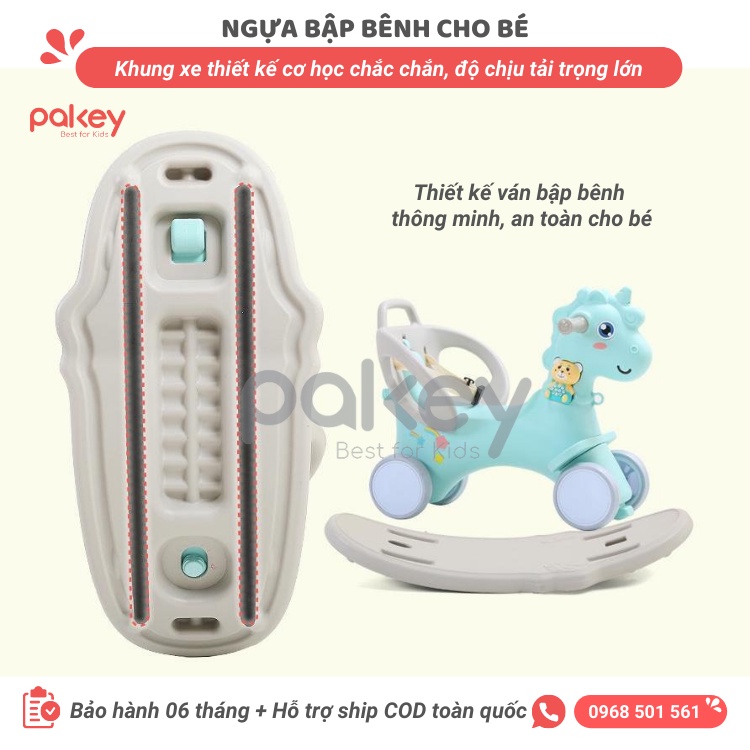 Ngựa bập bênh 3 in 1 có thể bập bênh, xe đẩy, chòi chân FULL nhạc đệm giá chắn an toàn