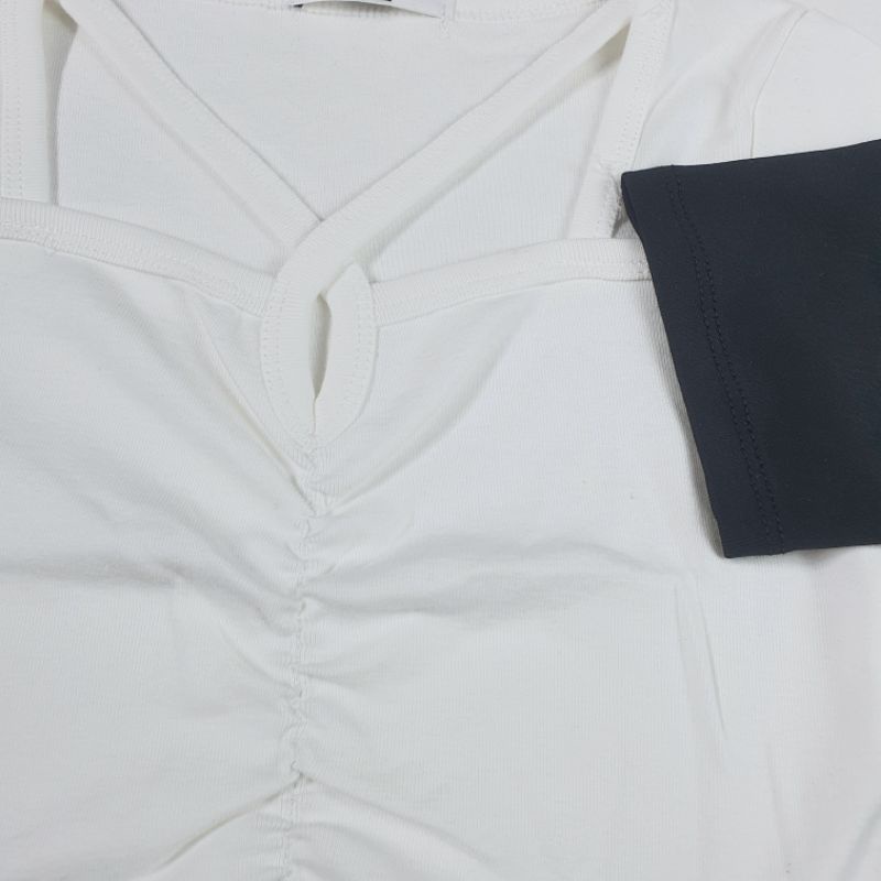 Áo kiểu nhún giữa croptop - NHA