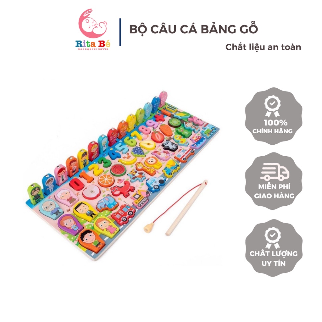 Đồ chơi bảng gỗ thông minh ghép hình câu cá vừa học vừa chơi dành cho các bé