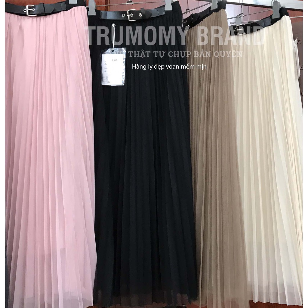 Chân váy xếp ly dáng A xòe dài midi kèm đai Quảng Châu công sở - Trumomy (CV10) | BigBuy360 - bigbuy360.vn