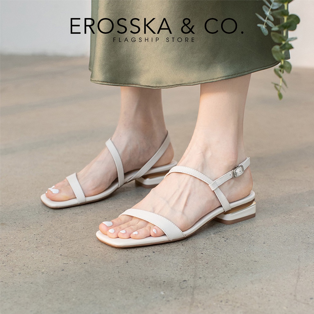 [Mã WABRTL3 -10% đơn 250K]Sandal cao gót nữ xỏ ngón dây mảnh Erosska cao 5cm màu đen _ EB039