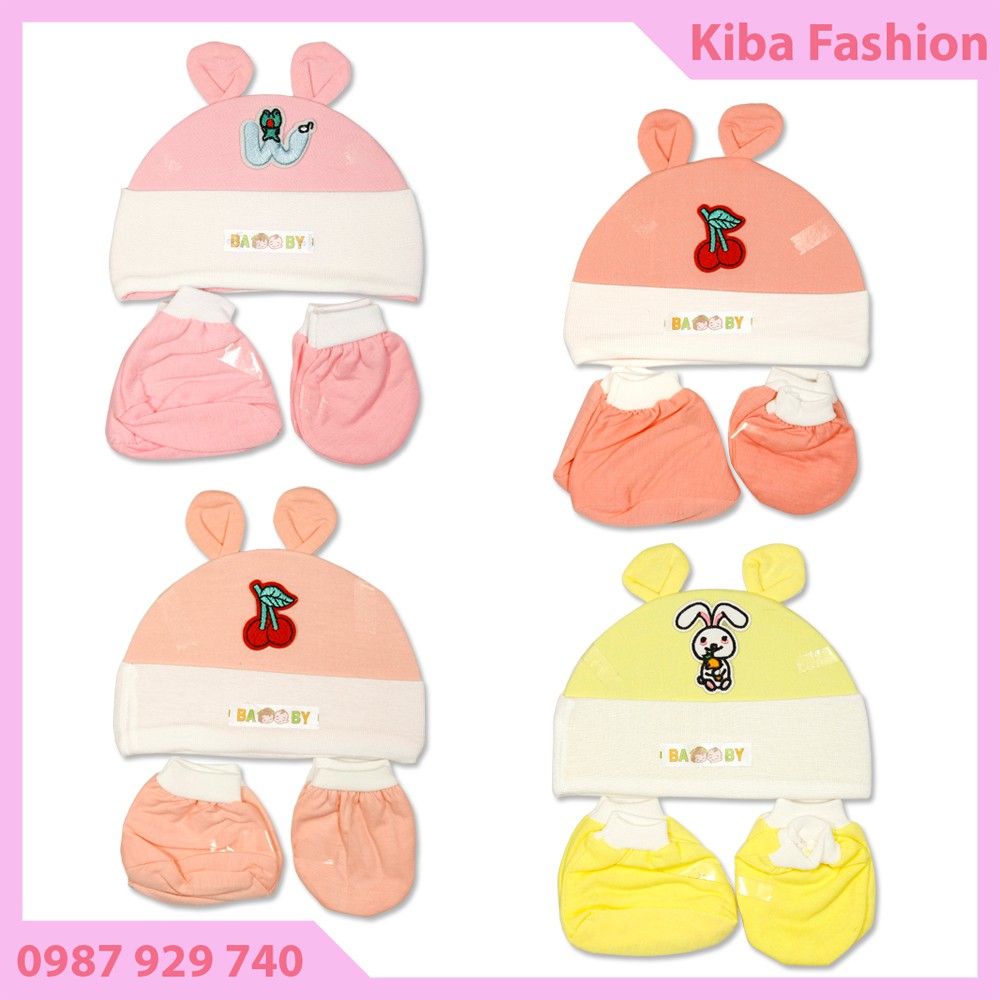 Bộ mũ kèm bao tay, bao chân cho trẻ sơ sinh