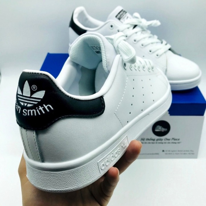 Giày thể thao stan smith trắng gót đen thời trang nam nữ tặng kèm bull box bill
