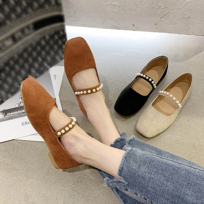 [ Mã 66CBSALE giảm 30K đơn 200K] Giày búp bê Mary Jane đế bệt phối ngọc trai phong cách cổ điển dành cho nữ | BigBuy360 - bigbuy360.vn