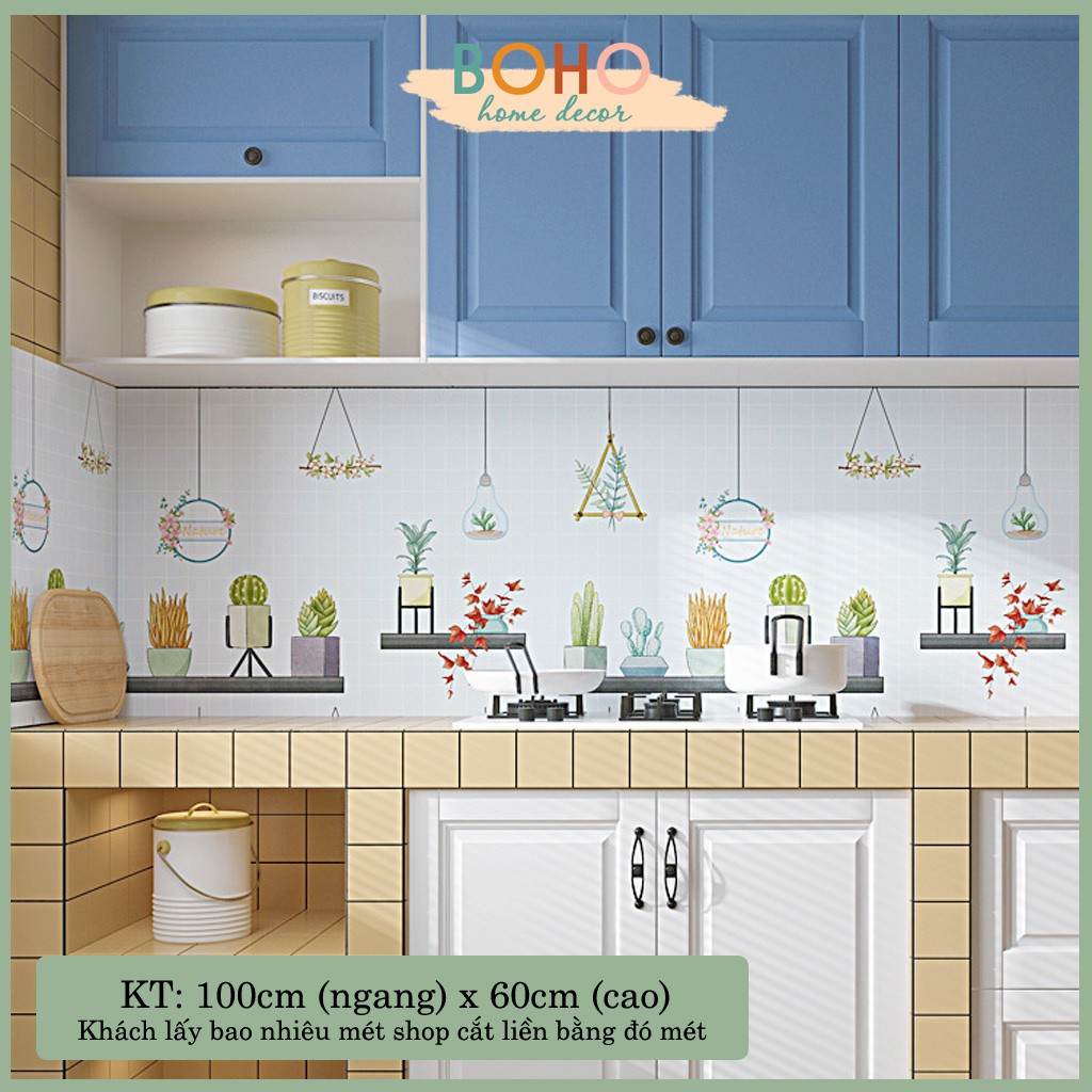 Decal trang trí phòng bếp, decan dán bếp cao cấp phủ lớp tráng nhôm chống bắn dầu mỡ, dễ lau chùi: Mẫu cao cấp BH08