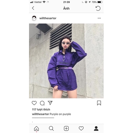 áo pullover vải dù màu tím purple willthesartor cá tính style hàn quốc jennie lisa blackpink