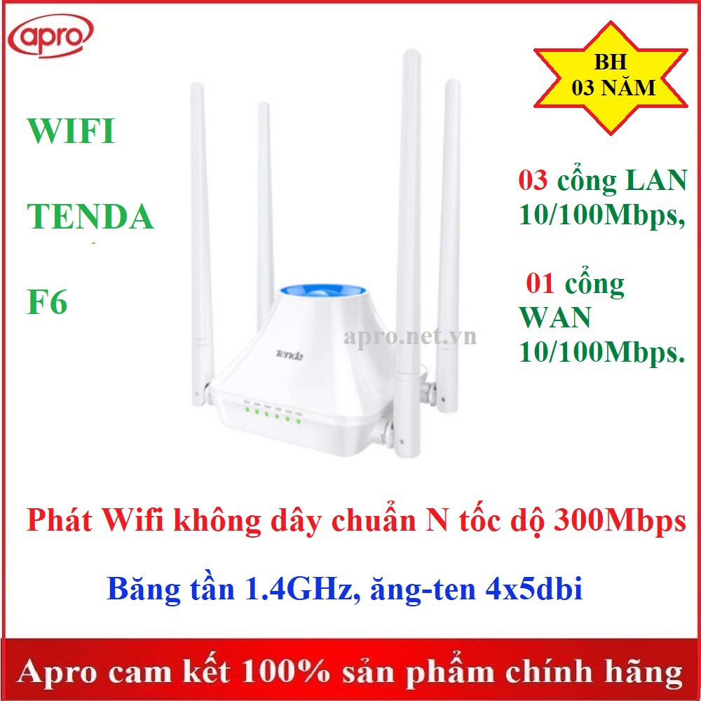 Wifi TENDA F6 4 râu mẫu mới năm 2021