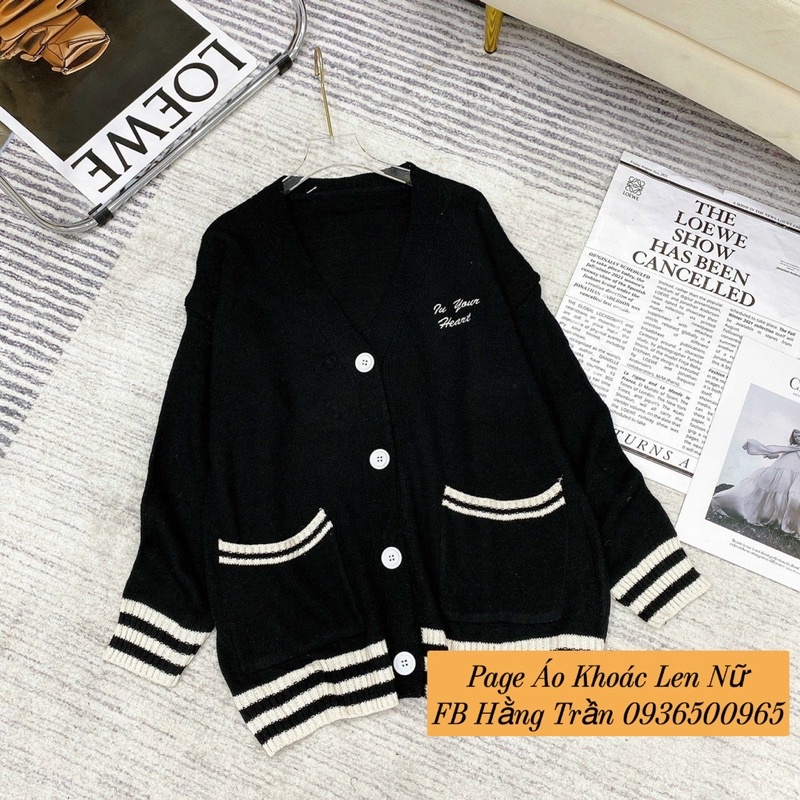Áo khoác cardigan viền from rộng mẫu mới.