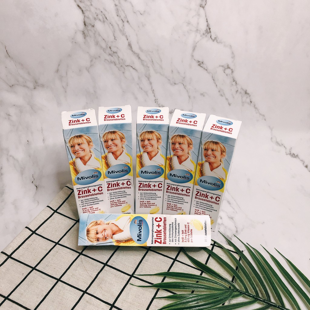 Viên sủi bổ sung Kẽm & Vitamin C Mivolis Zink + C Brausetabletten 82g - Hàng xách tay Đức chính hãng 100%