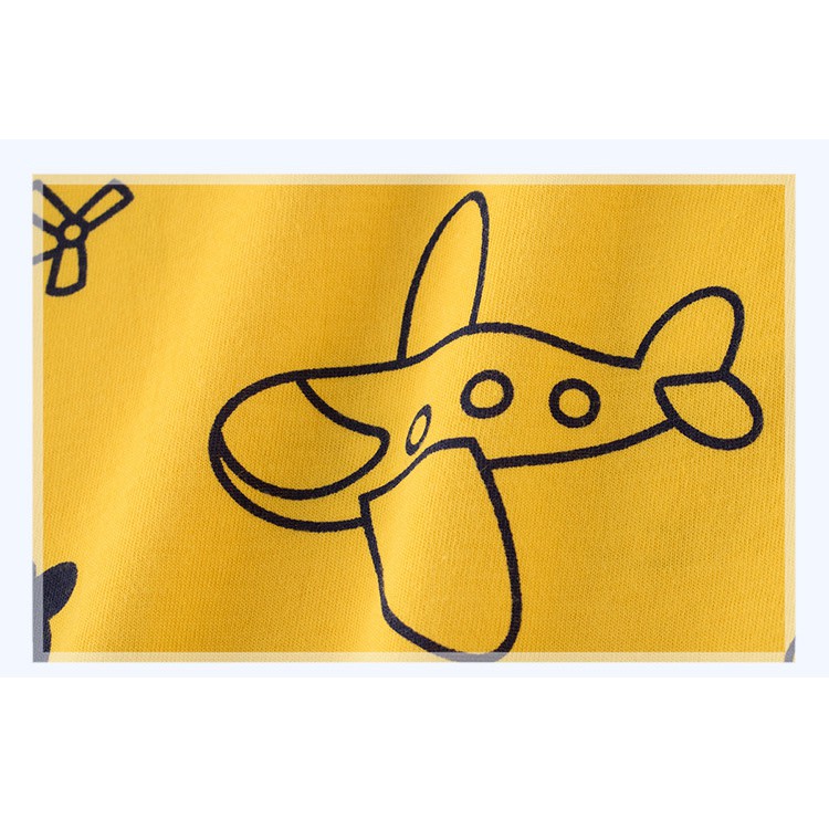 Áo Thun Cotton Tay Ngắn In Hình Máy Bay Trực Thăng Màu Vàng Dễ Thương Cho Bé Trai