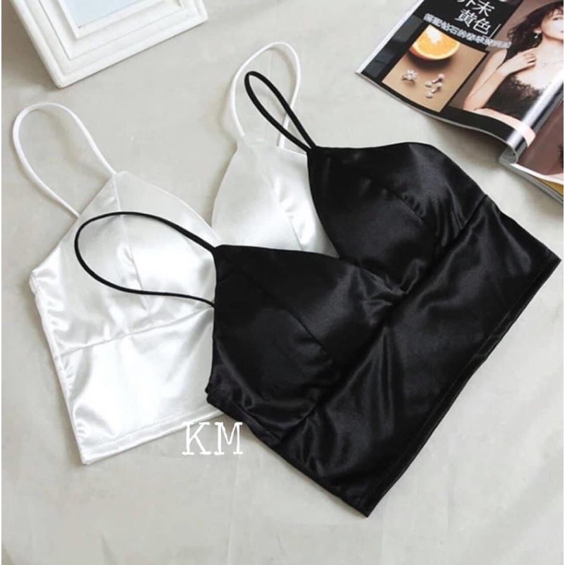 Áo Bra Lụa Best Seller + Bra tăm cổ yếm nhiều dây, bra không gọng mềm