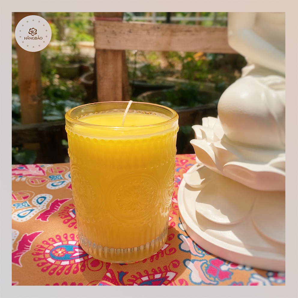 Nến Bơ Organic - Nến Bơ Cúng Dường Handmade - Ly Thuỷ Tinh 300ml