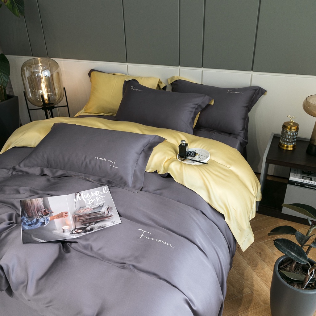 Bộ Chăn Ga Gối Lụa Tencel Cao Cấp Sang Xịn Mịn Mát Gồm Chăn Drap Gối Sét 4 Món - Nhập Khẩu Chính Hãng