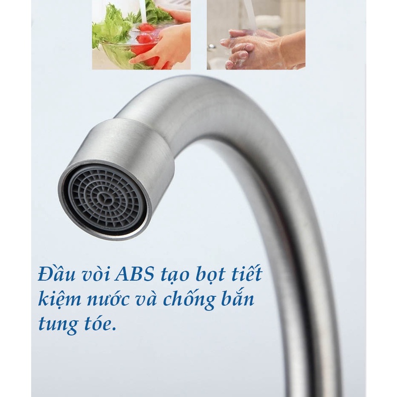 Vòi rửa chén, vòi lavabo VHF4 bằng hợp kim thép không rỉ kèm dây cấp inox 304 dài 50cm