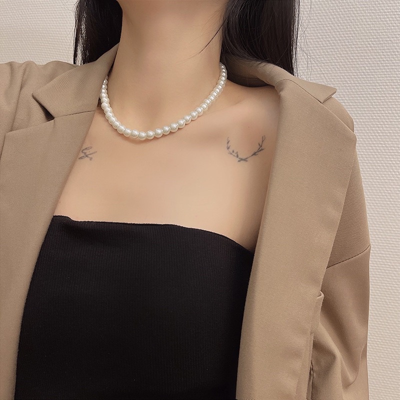 Vòng cổ choker hạt thanh lịch đủ size mac TR-81