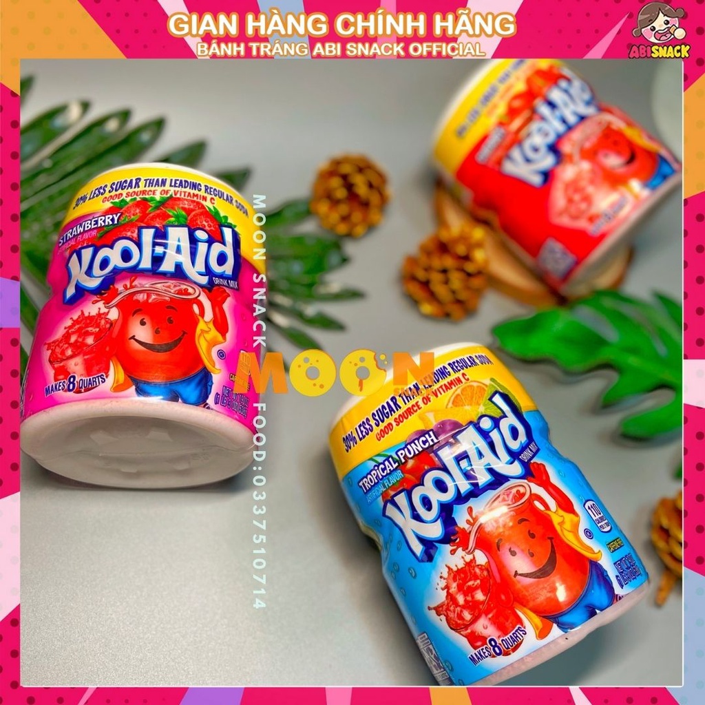 Bột tăng hỗn hợp pha nước trái cây KOOL-AID nhập khẩu Mỹ 🇺🇸 Sẵn nhiều vị Dâu/Nho/Trái Cây/Cherry/Cam hủ 538g