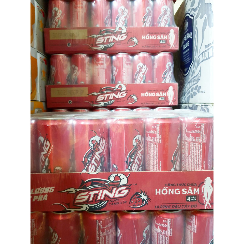 Thùng 24 lon Nước tăng lực Sting hương dâu 330ml