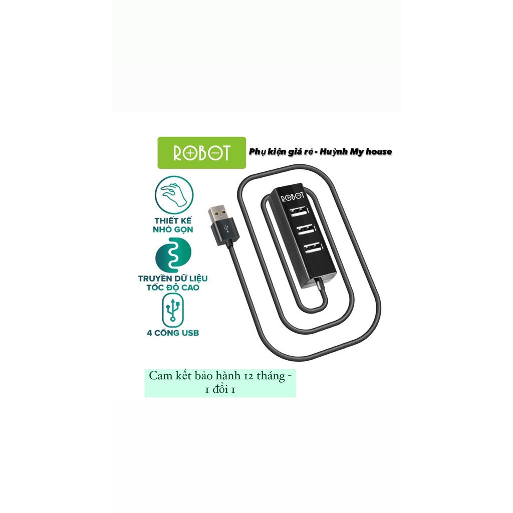 HUB Chuyển Đổi Chia Cổng USB ROBOT H140-80 Mở Rộng 4 Cổng USB 2.0 Dây Nối Dài 80 Cm