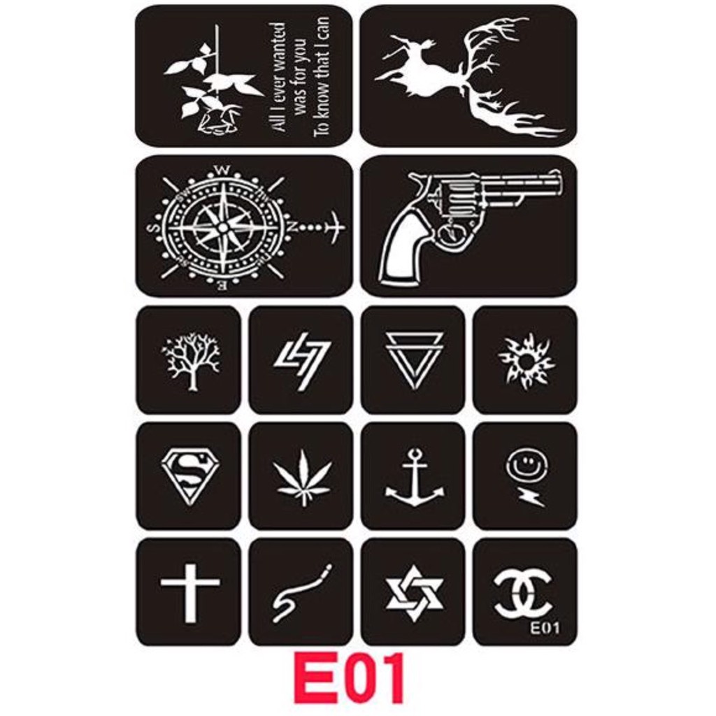 KHUÔN VẼ HENNA DECAL DÁN MÃ E01