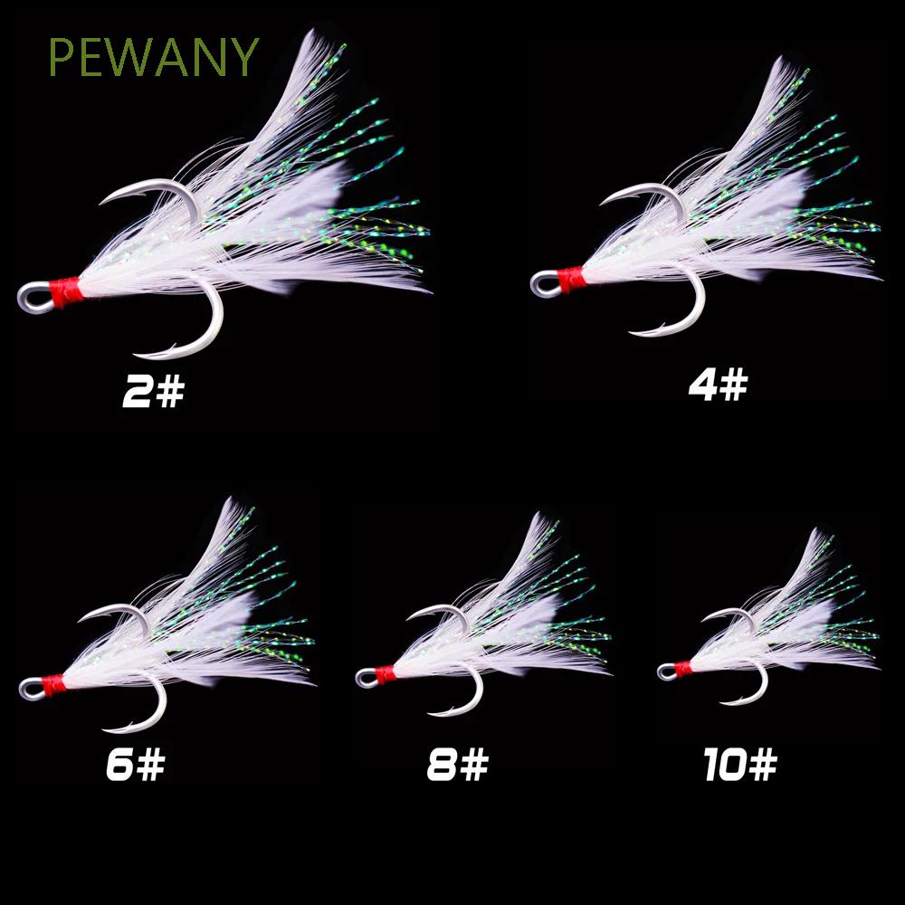 Lưỡi câu cá móc ba 1# 2# 4# 6# 8# 10# 12# có gắn lông vũ cho câu cá biển PEWANY