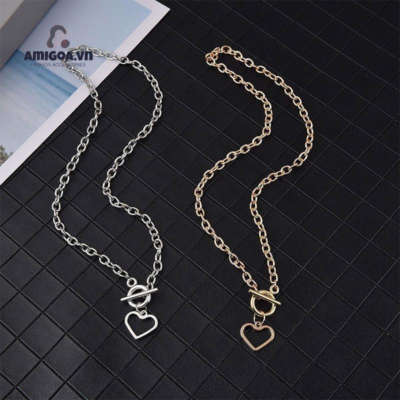 Vòng cổ Ngắn Mặt Hình Trái Tim Đơn Giản Cho Nữ