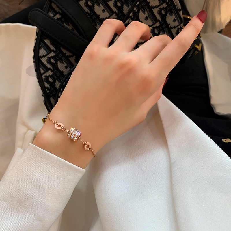 Vòng tay nữ 100% TITAN NGUYÊN CHẤT lắc tay nữ KHÔNG GỈ đính đá pha lê phong cách ins hàn quốc trang sức nữ thời trang