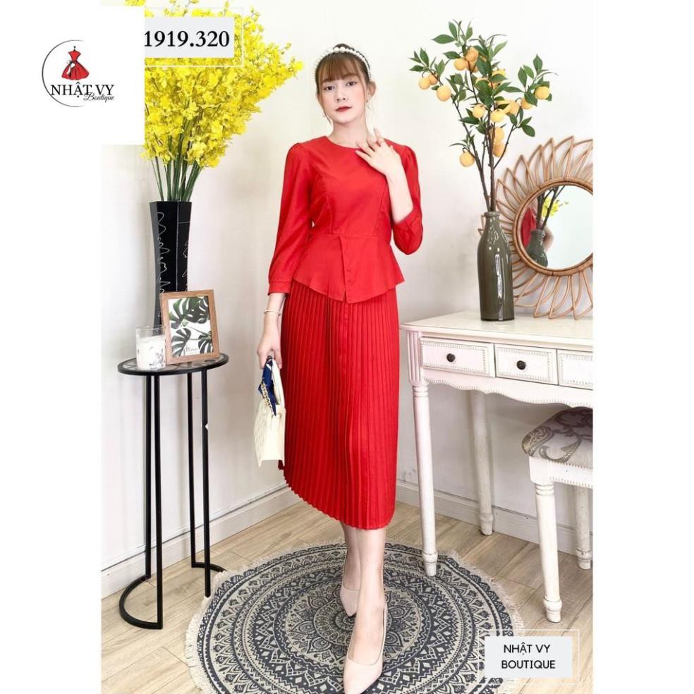 [Mã FAMALLT5 giảm 15% đơn 150k] Set áo công sở kèm chân váy dập ly - NHATVY D1919