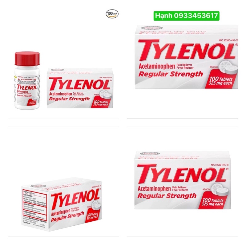 hộp Tylênôl regular strength  100 viên cho trẻ em trên 6 tuổi