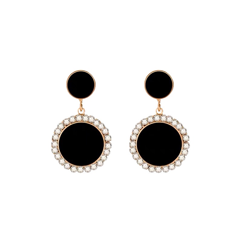 Bông tai dáng tròn màu đen kiểu dáng đơn giản