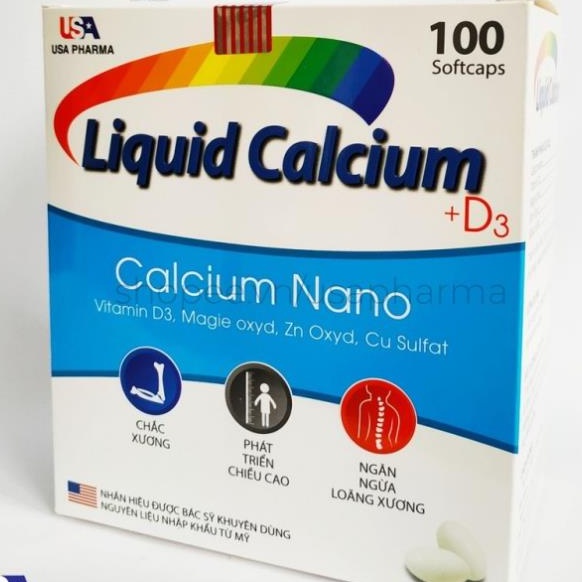 Viên uống LIQUID CALCIUM NANO bổ sung canxi, vitamin và các khoáng chất cần thiết – Hộp 100 viên