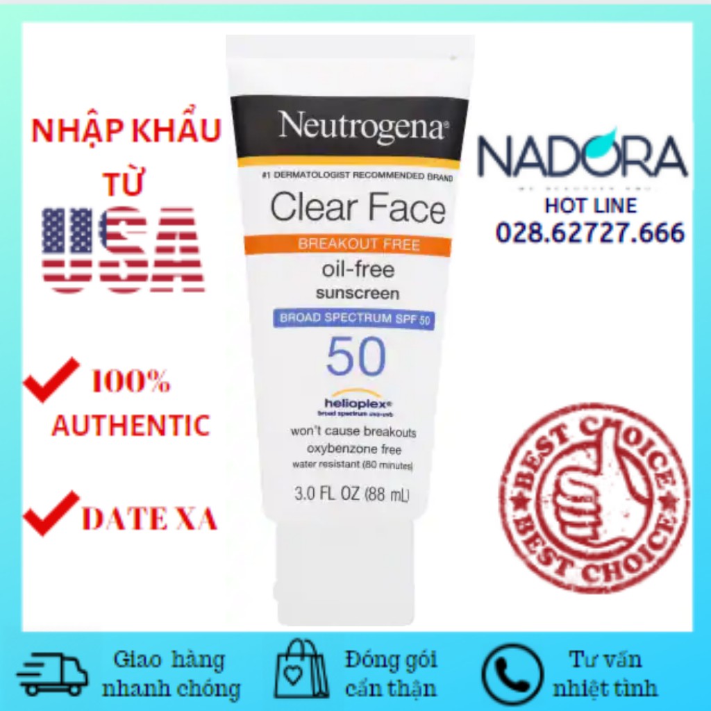 Kem chống nắng Neutrogena Clear Face SPF 50 - 88ml