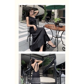 🍇order🍇 đầm maxi đen hở lưng kèm ảnh thật