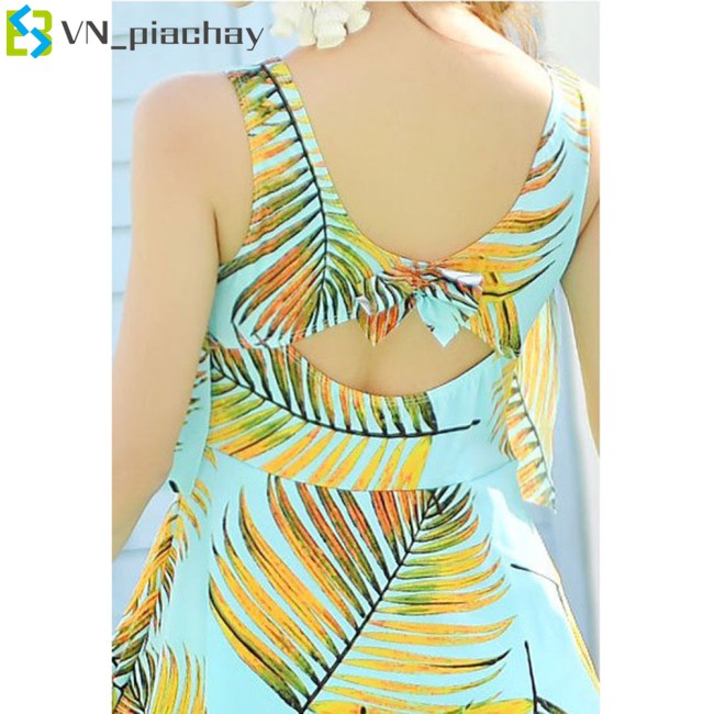 Đồ Bơi Một Mảnh Cổ Yếm In Họa Tiết Lá Kiểu Retro Gợi Cảm Cho Nữ | BigBuy360 - bigbuy360.vn