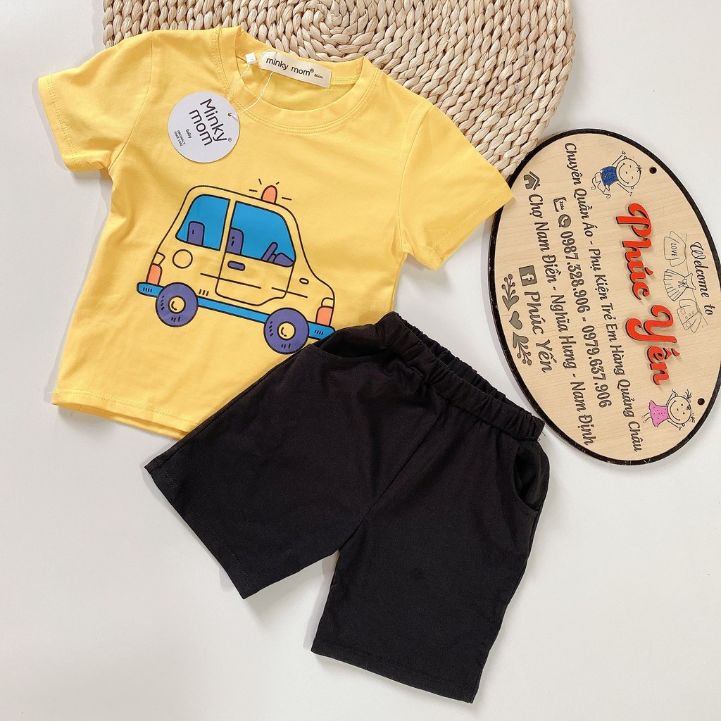 Sale !!! Bộ Cộc Tay Cotton 100 % Hàng Minky Mom In Họa Tiết ZOOMA-Quấn Có Túi Cho Bé (8-18kg)(1413 )_Shop Phúc Yến