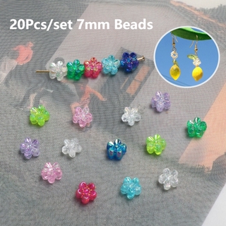Bộ 20 hạt xỏ lỗ hình bông hoa kích thước 7mm nhiều màu sắc dễ thương dùng để làm đồ trang sức thủ công