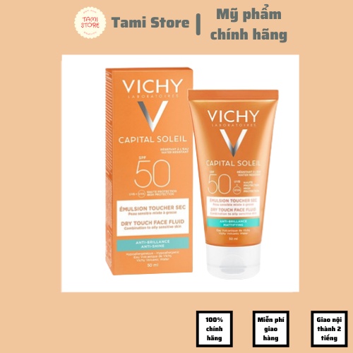 Kem Chống Nắng Vichy Emulsion Dành Cho Da Dầu Mụn Không Gây Nhờn Rít Không Màu SPF50 (50ml) Hàng Nội Địa Phá