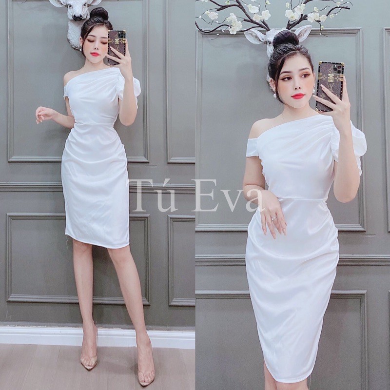 Ảnh thật 100% kèm video Đầm lệch vai cách điệu 1 bên tay | BigBuy360 - bigbuy360.vn