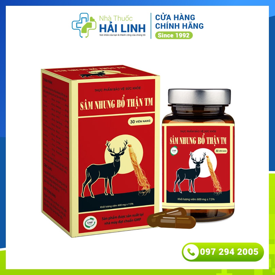 Sâm nhung bổ thận TM⚡Tặng quà⚡Hộp 30 viên Bổ thận tráng dương, tăng cường sinh lực